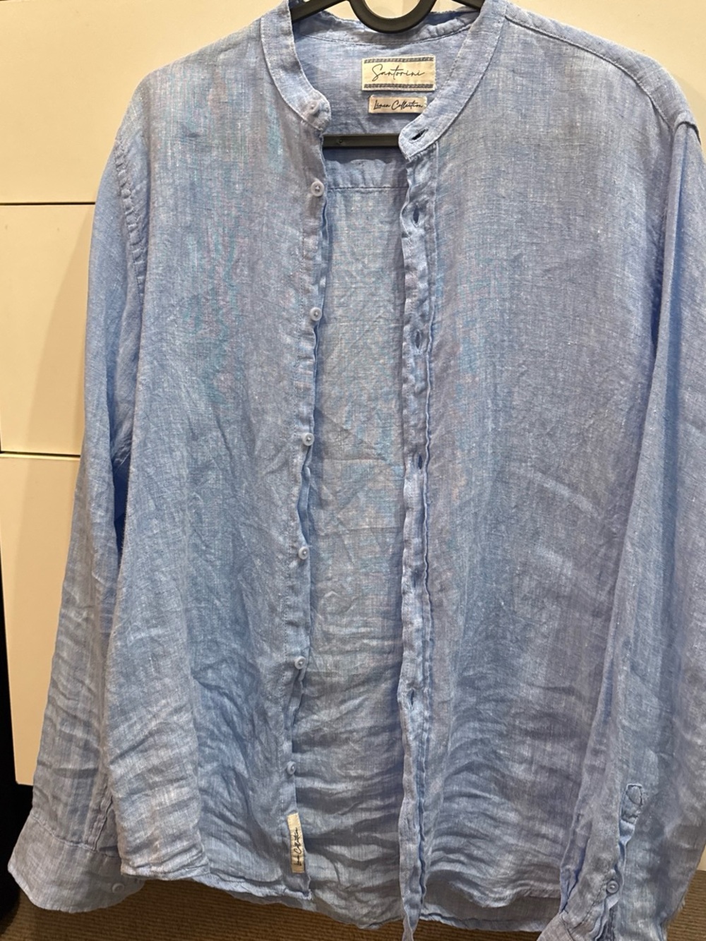 Light Blue Linen Button-Front Shirt